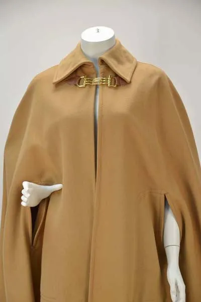 1970s Classic Celine Tan Wool Cape