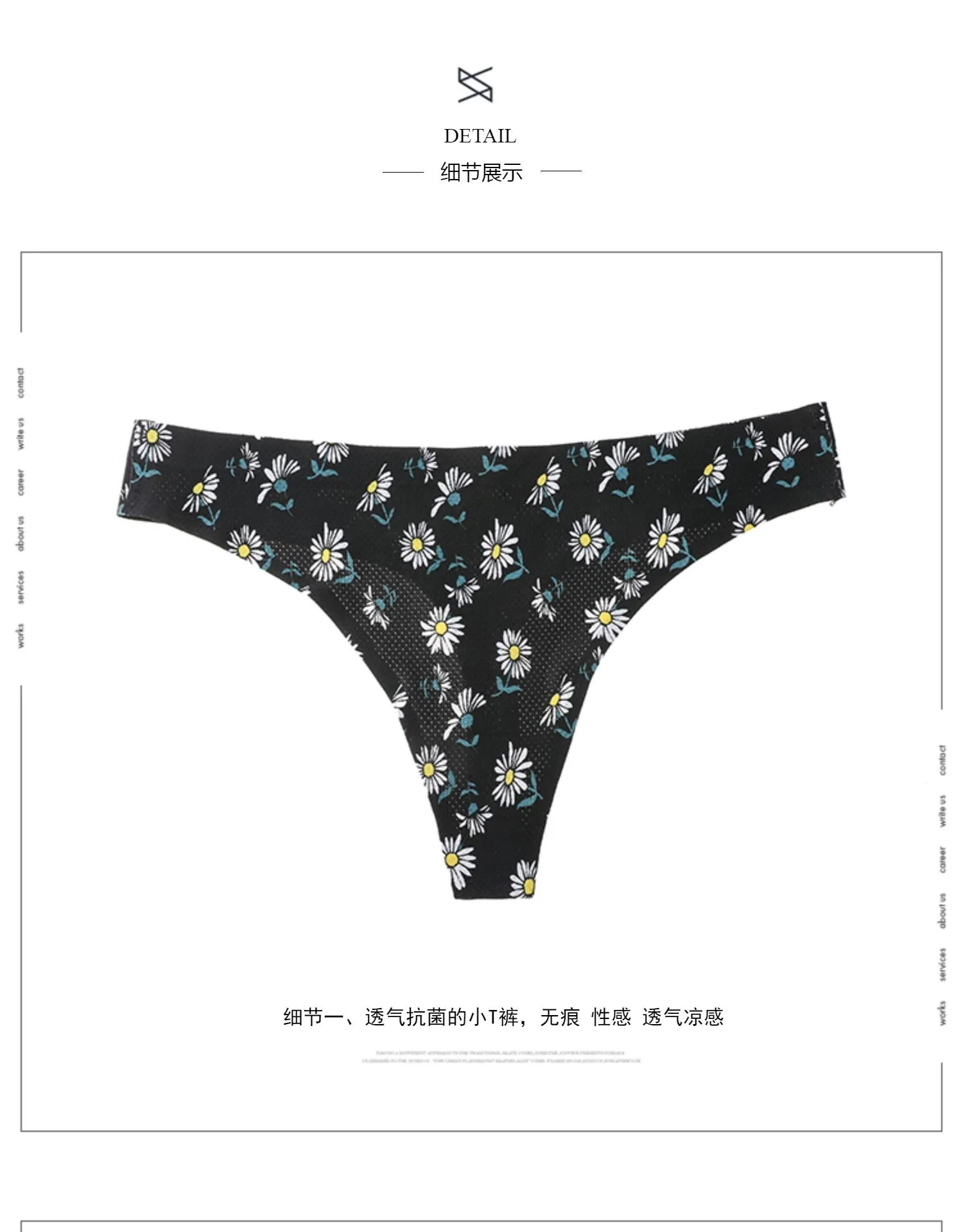 3 Pack Floral Print Panties String Soft Seamless Women's Underwear Low Waist Thongs Cotton Female Lingerie Briefs