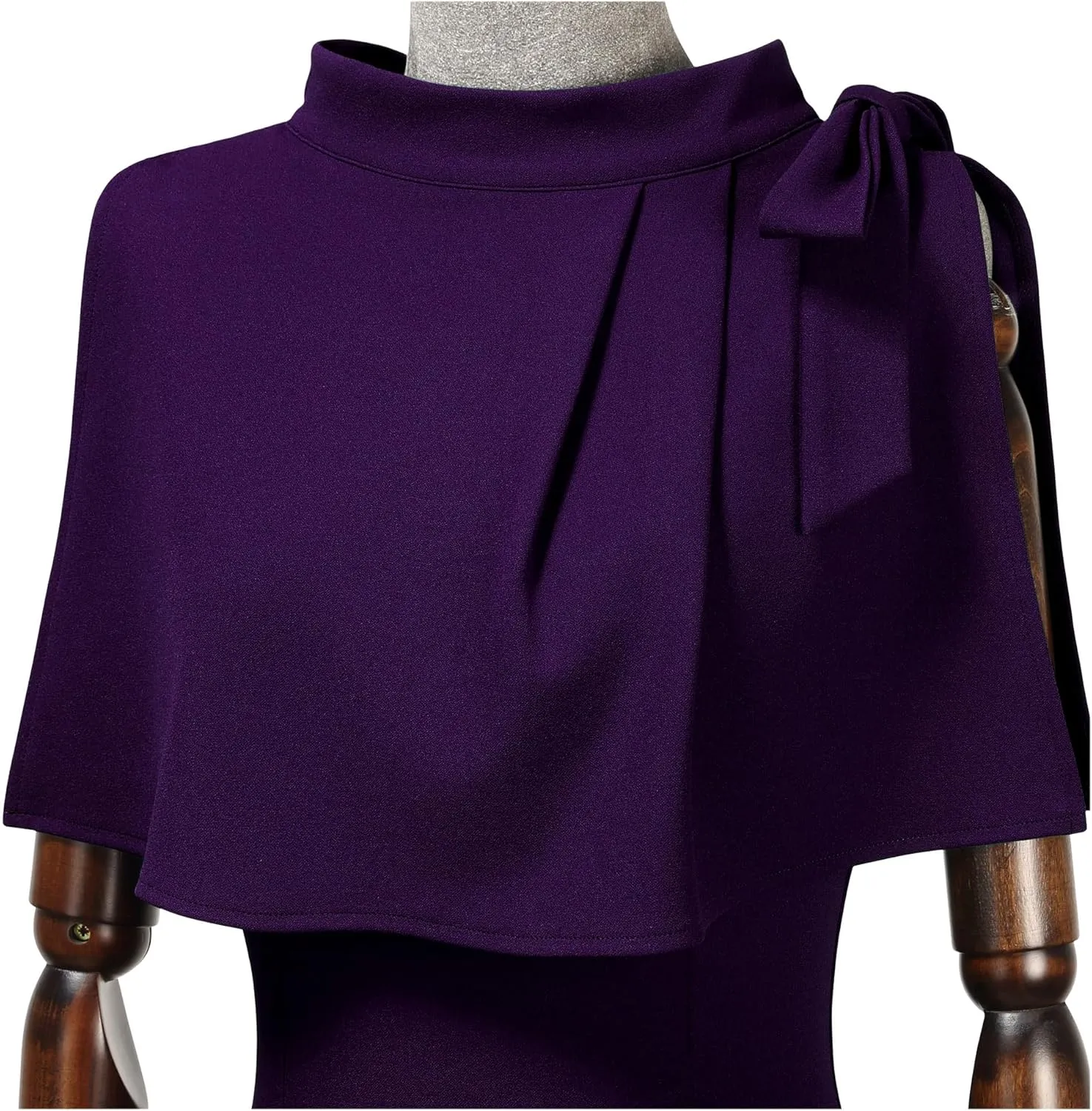 AISIZE Women's Vintage 1940s Half Collar Batwing Cape Party Pencil Dress