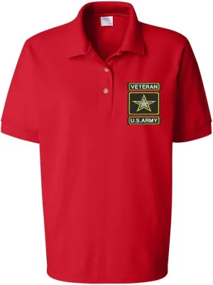 ALLNTRENDS Women's Polo T Shirt USA Veteran Army Embroidered Military Polo Shirt