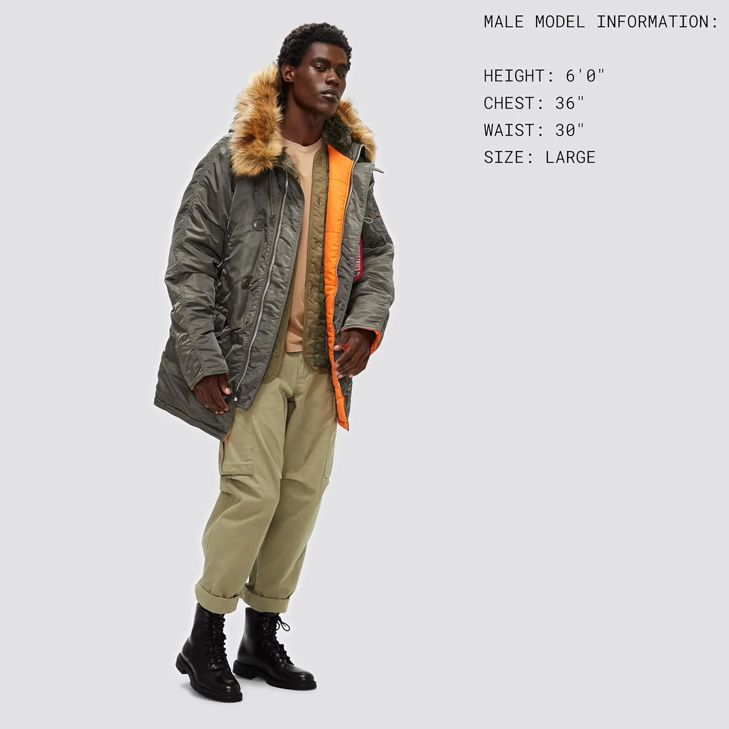 Alpha Industries N-3B Slim Fit Parka - Cold Weather Military Issue Parka