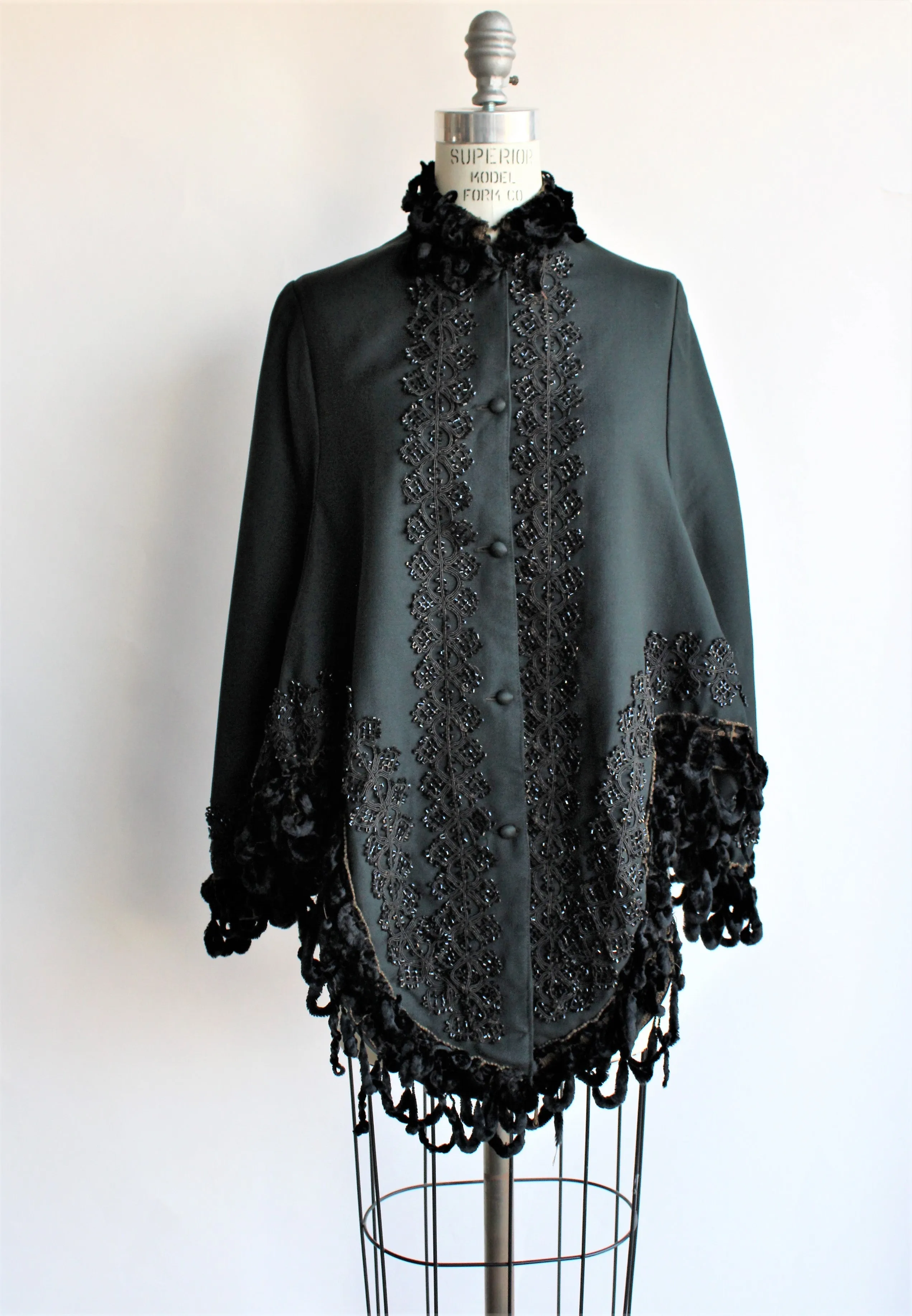 Antique 1800s Victorian Black Wool Cape