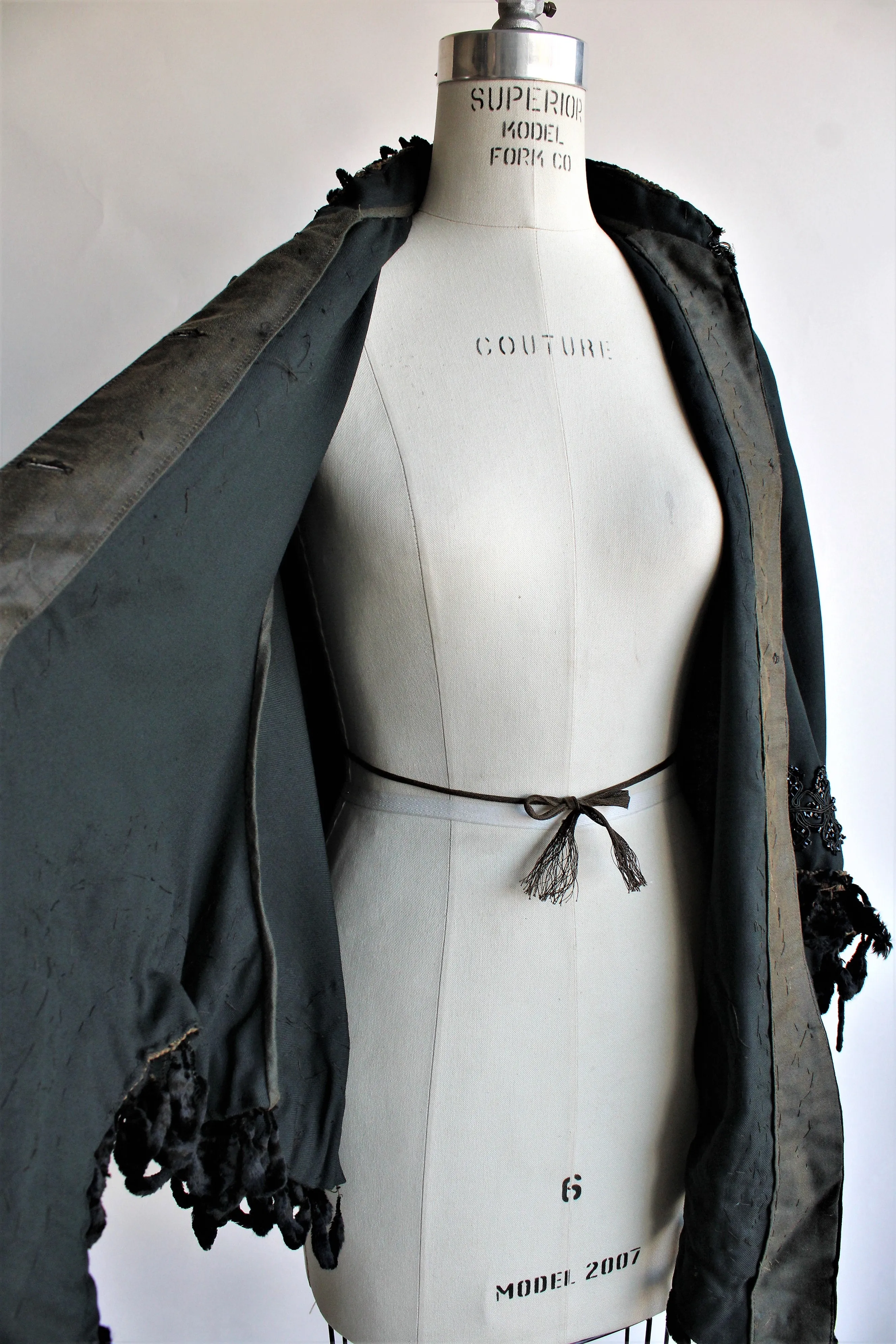 Antique 1800s Victorian Black Wool Cape