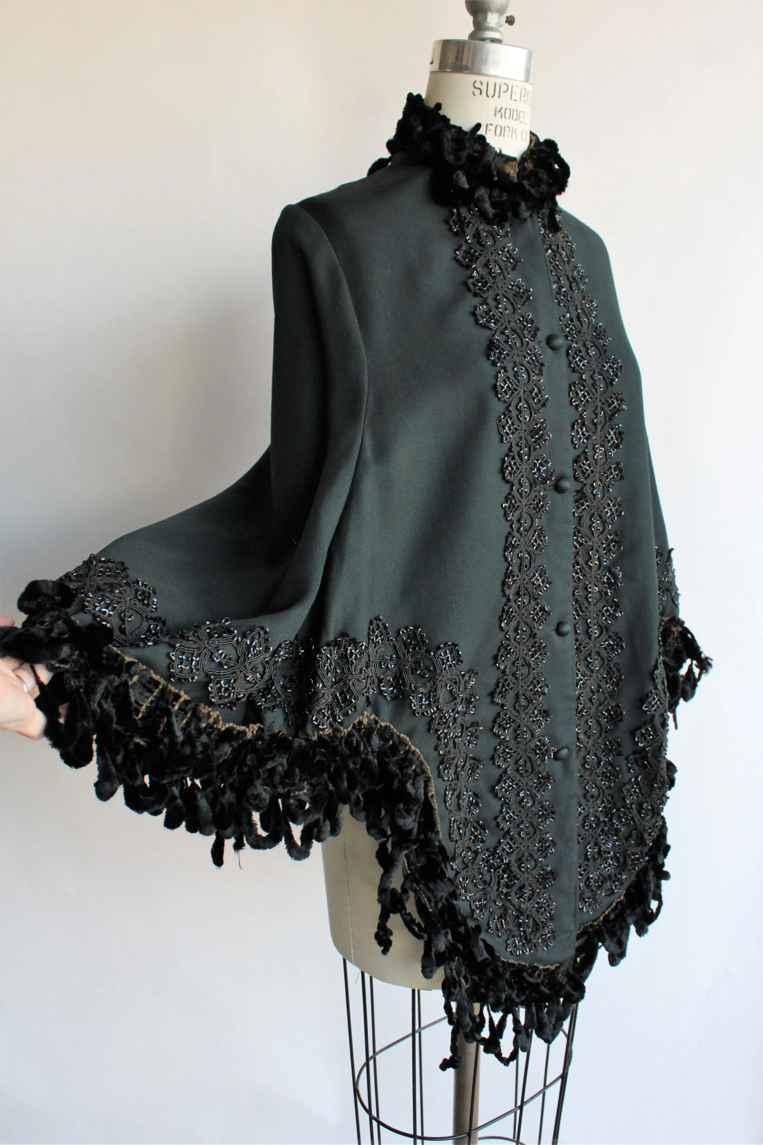 Antique 1800s Victorian Black Wool Cape
