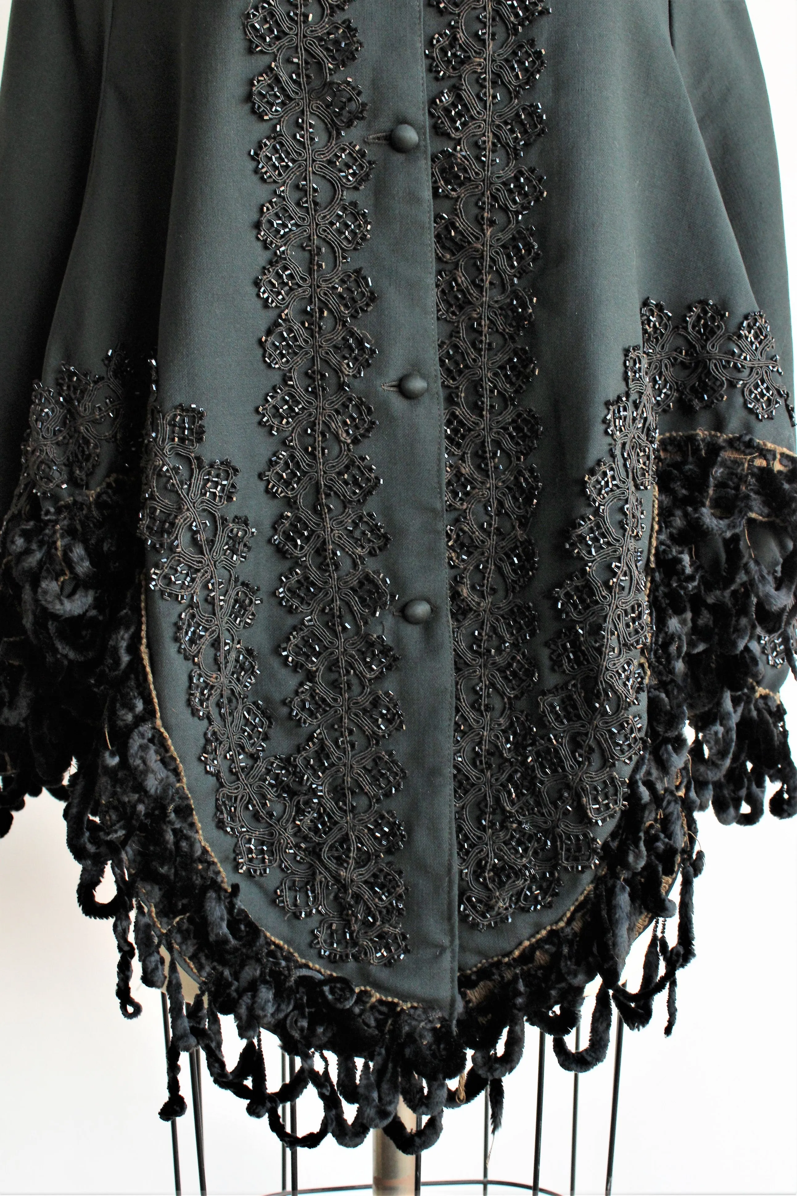 Antique 1800s Victorian Black Wool Cape