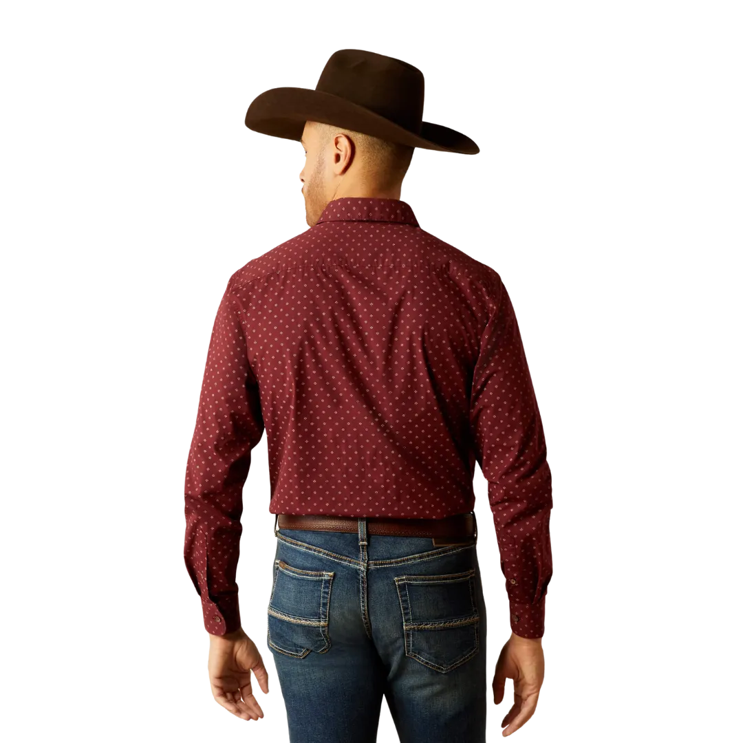 Ariat Men's Mckinley Modern Fit Maroon Baner Shirt