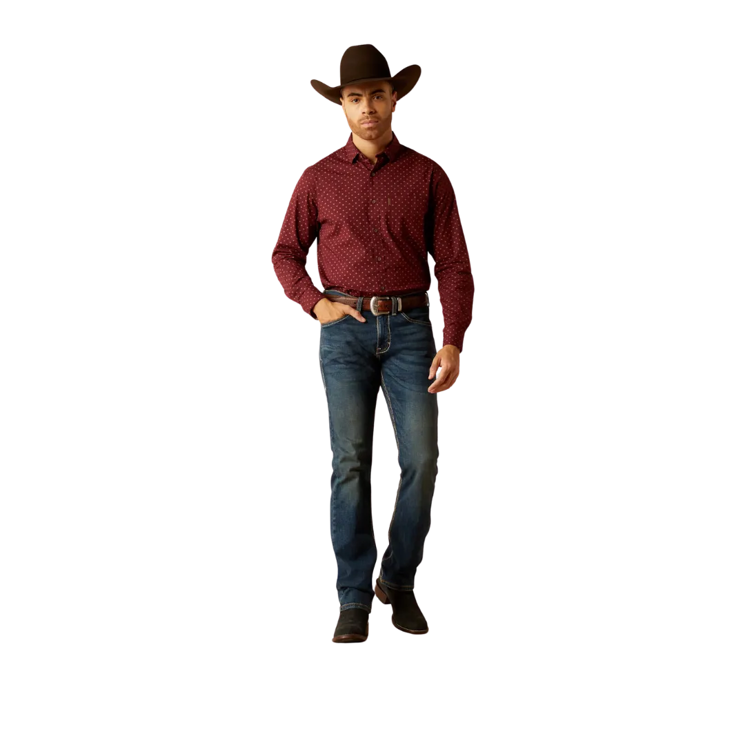 Ariat Men's Mckinley Modern Fit Maroon Baner Shirt