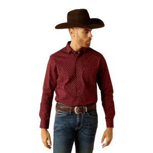 Ariat Men's Mckinley Modern Fit Maroon Baner Shirt