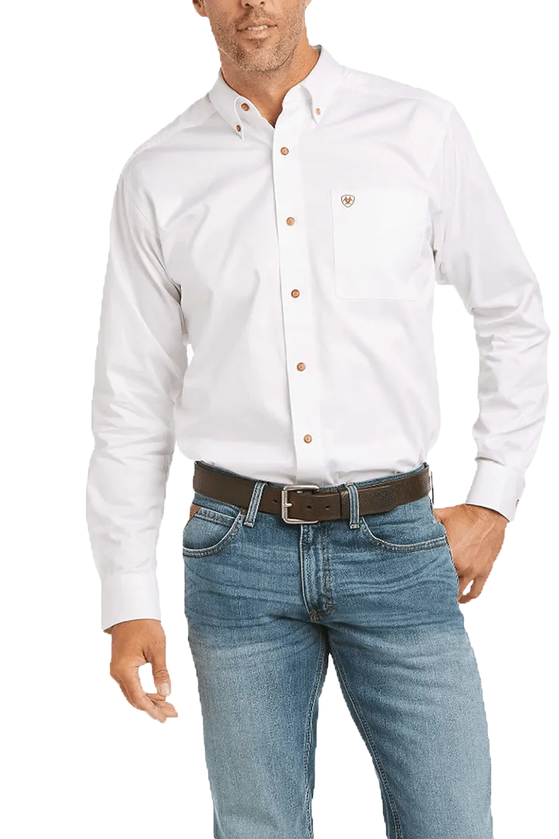 Ariat Men's White Solid Twill Western Woven Shirt