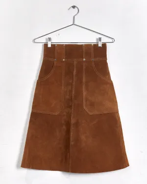 Bally suede a-line skirt, tan, 6-8