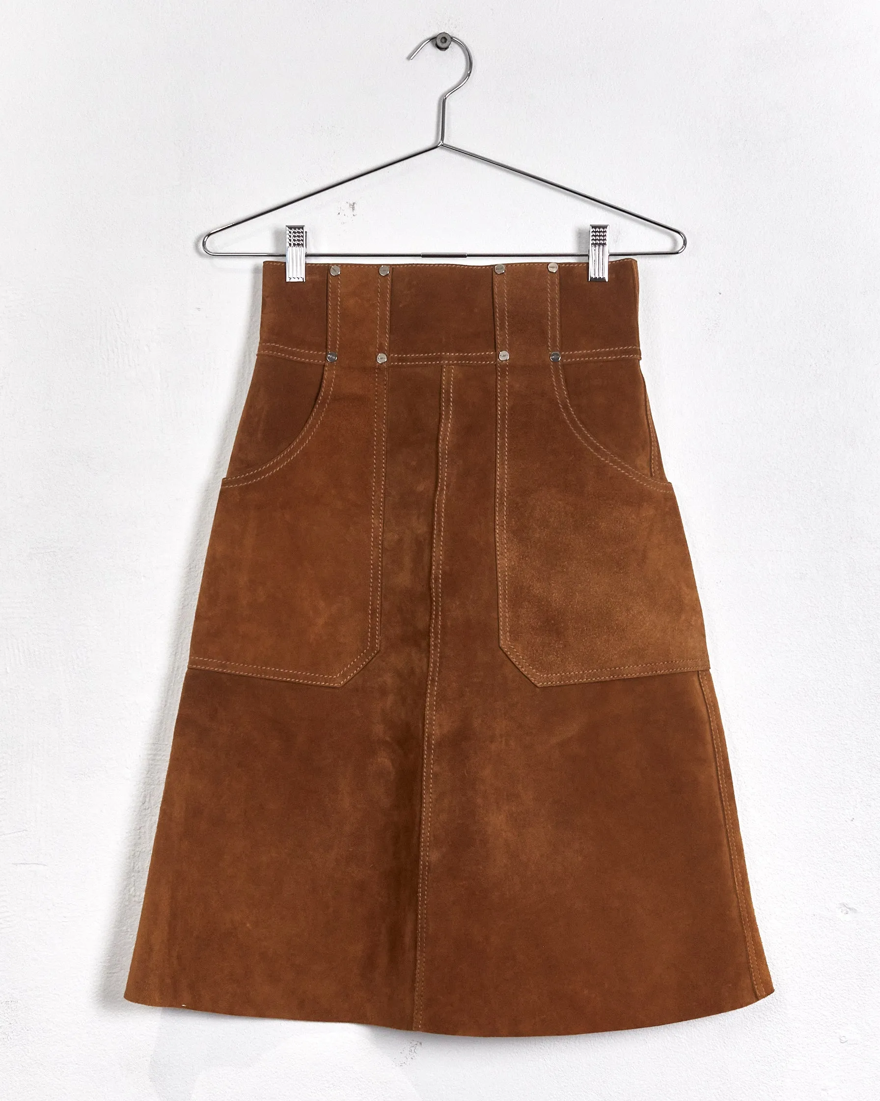 Bally suede a-line skirt, tan, 6-8