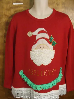 Believe in Santa Tacky Xmas Party Sweater