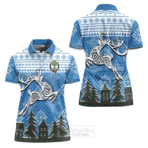 Bisset Clan Christmas Women's Polo Shirt Celtic Reindeer Style