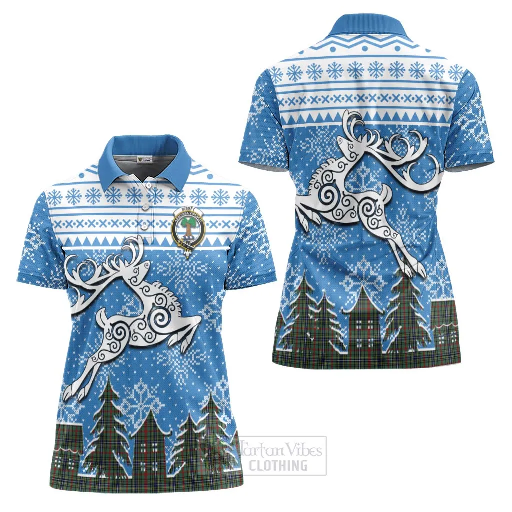 Bisset Clan Christmas Women's Polo Shirt Celtic Reindeer Style