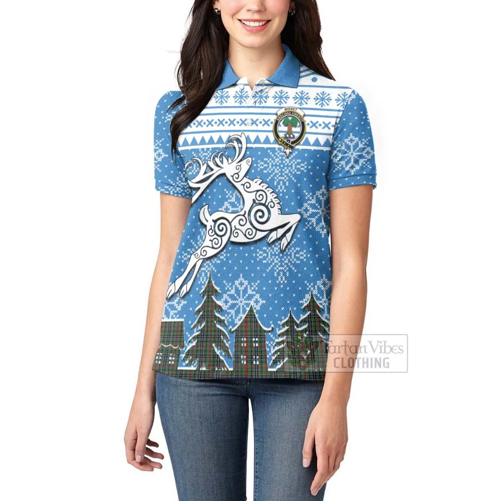 Bisset Clan Christmas Women's Polo Shirt Celtic Reindeer Style