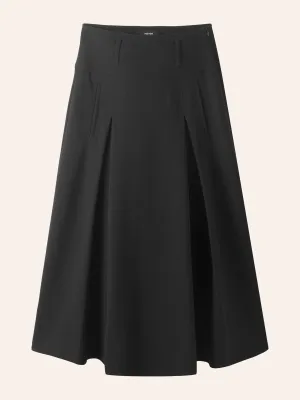 Black A-line workwear midi skirt