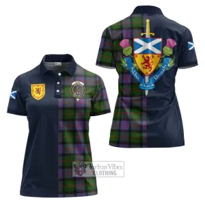 Blair Modern Tartan Women's Polo Shirt Alba with Scottish Lion Royal Arm Half Style