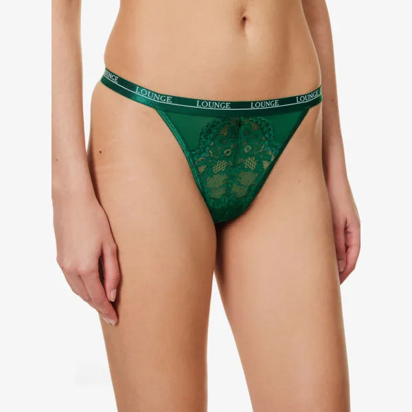 Blossom Stretch Lace High Rise Panties Lounge Underwear, Green