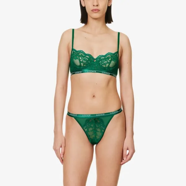 Blossom Stretch Lace High Rise Panties Lounge Underwear, Green