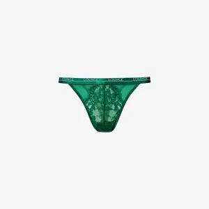 Blossom Stretch Lace High Rise Panties Lounge Underwear, Green