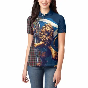 Borthwick Tartan Family Crest Women's Polo Shirt with Scottish Majestic Lion
