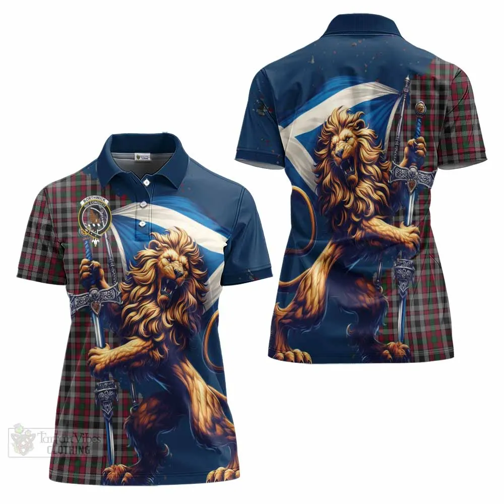 Borthwick Tartan Family Crest Women's Polo Shirt with Scottish Majestic Lion