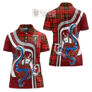 Brodie Modern Tartan Women's Polo Shirt with Epic Bagpipe Style