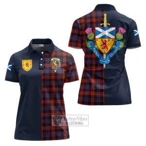 Brown (Broun) Tartan Women's Polo Shirt Alba with Scottish Lion Royal Arm Half Style