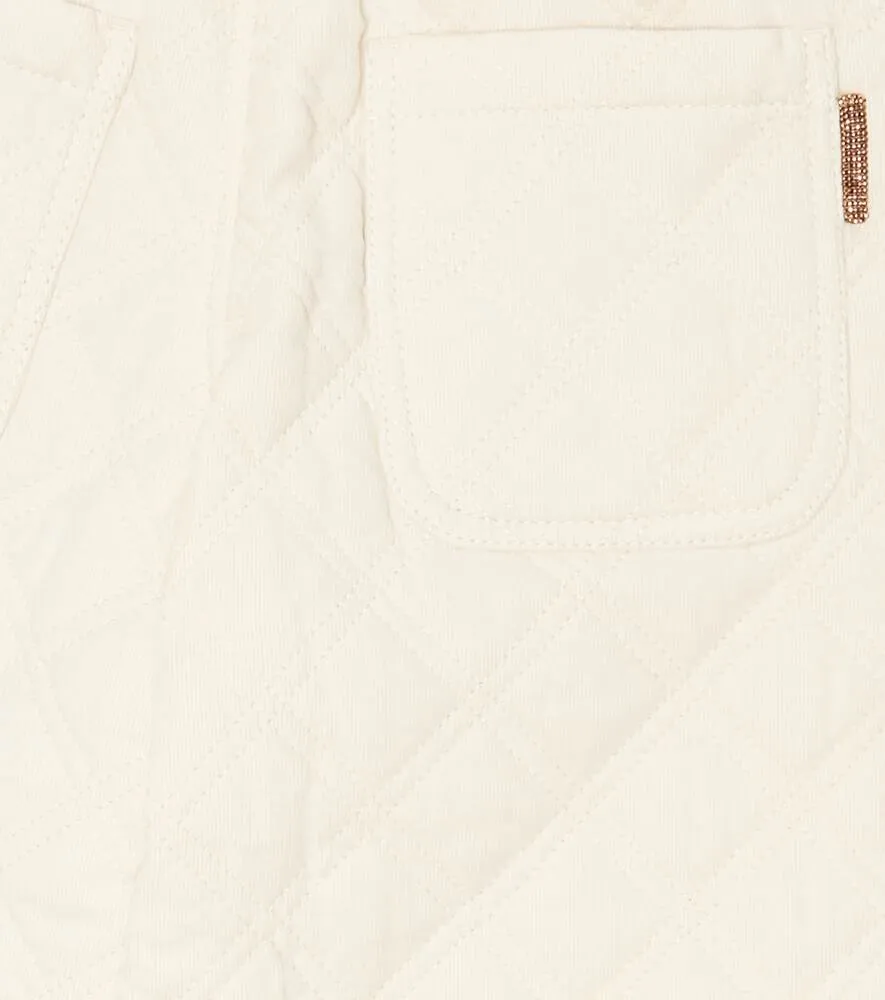 Brunello Cucinelli Quilted Cotton Corduroy Pants, White