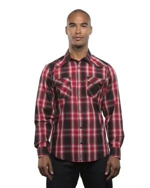 Burnside Men's Long-Sleeve Western Plaid Shirt