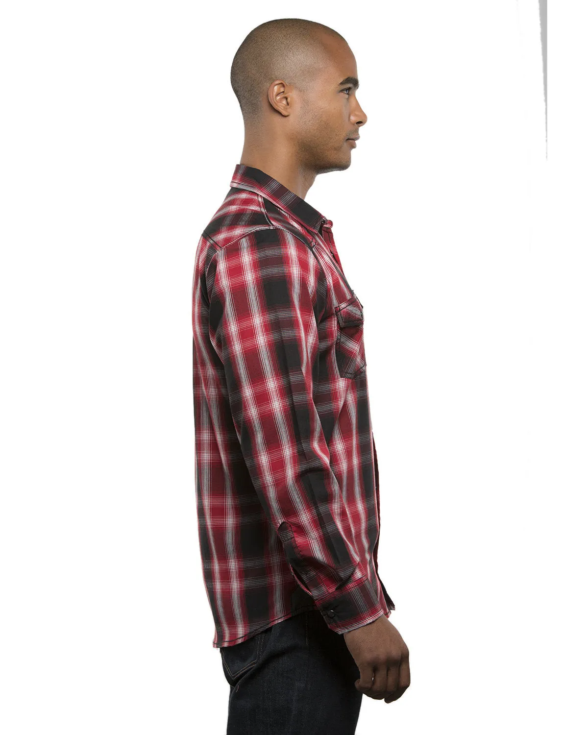 Burnside Men's Long-Sleeve Western Plaid Shirt