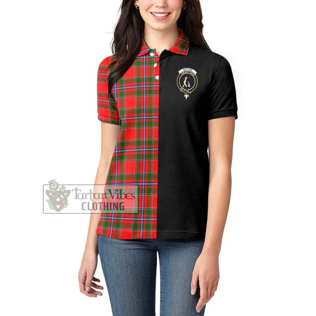 Butter Tartan Women's Polo Shirt with Family Crest and Half Of Me Style