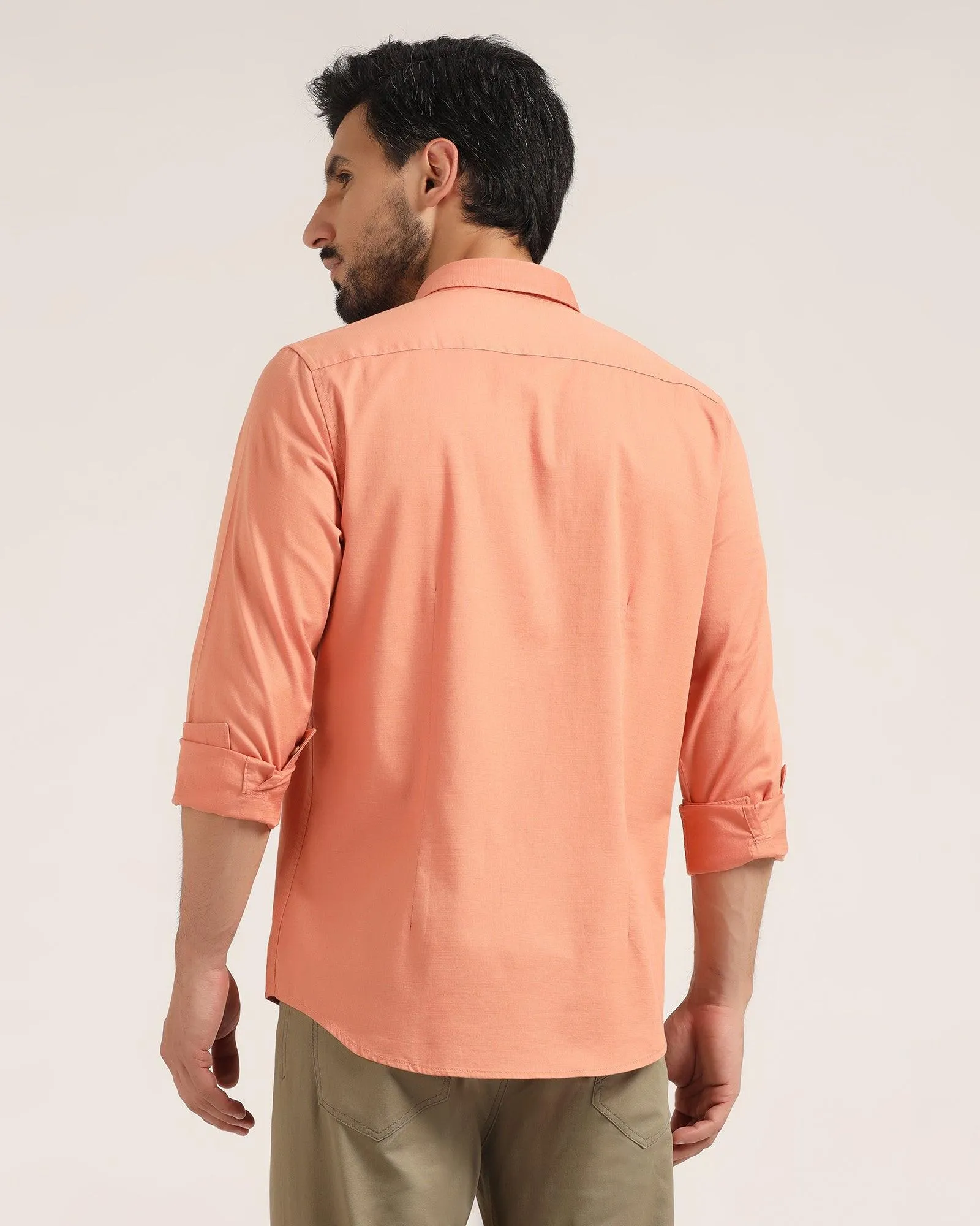 Casual Orange Solid Shirt - Creta