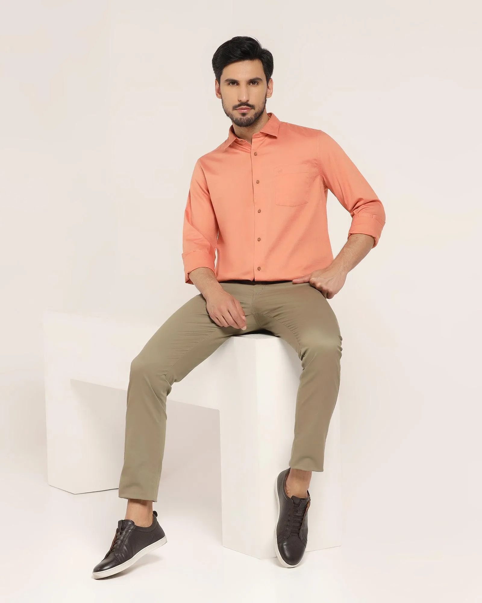 Casual Orange Solid Shirt - Creta