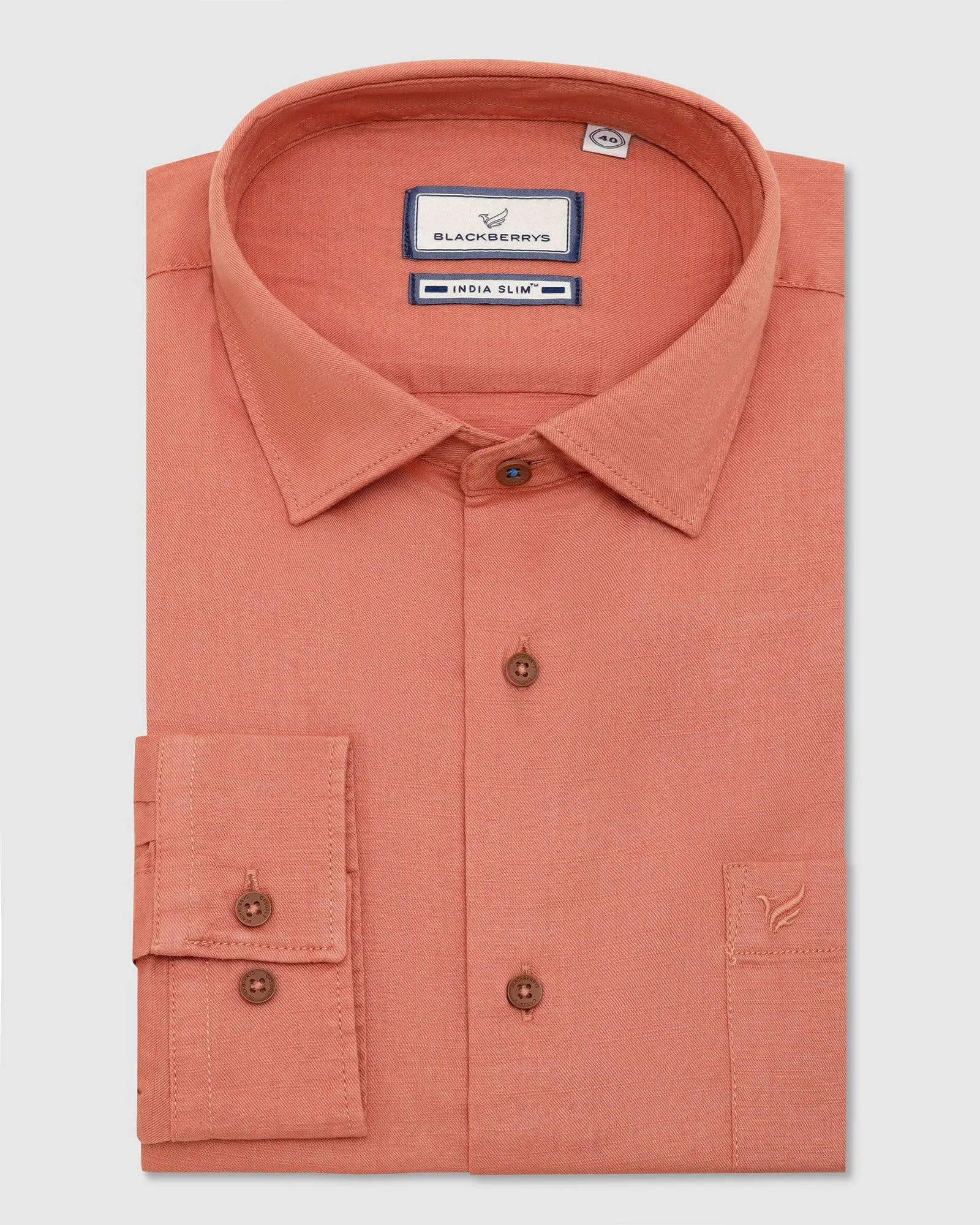 Casual Orange Solid Shirt - Creta