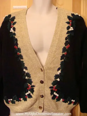 Cheap Ugly Christmas Sweater Cardigan with Ivy