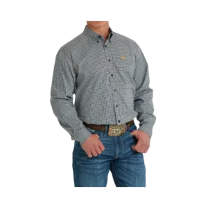 Cinch Men's Navy Stretch Geometric Print Shirt