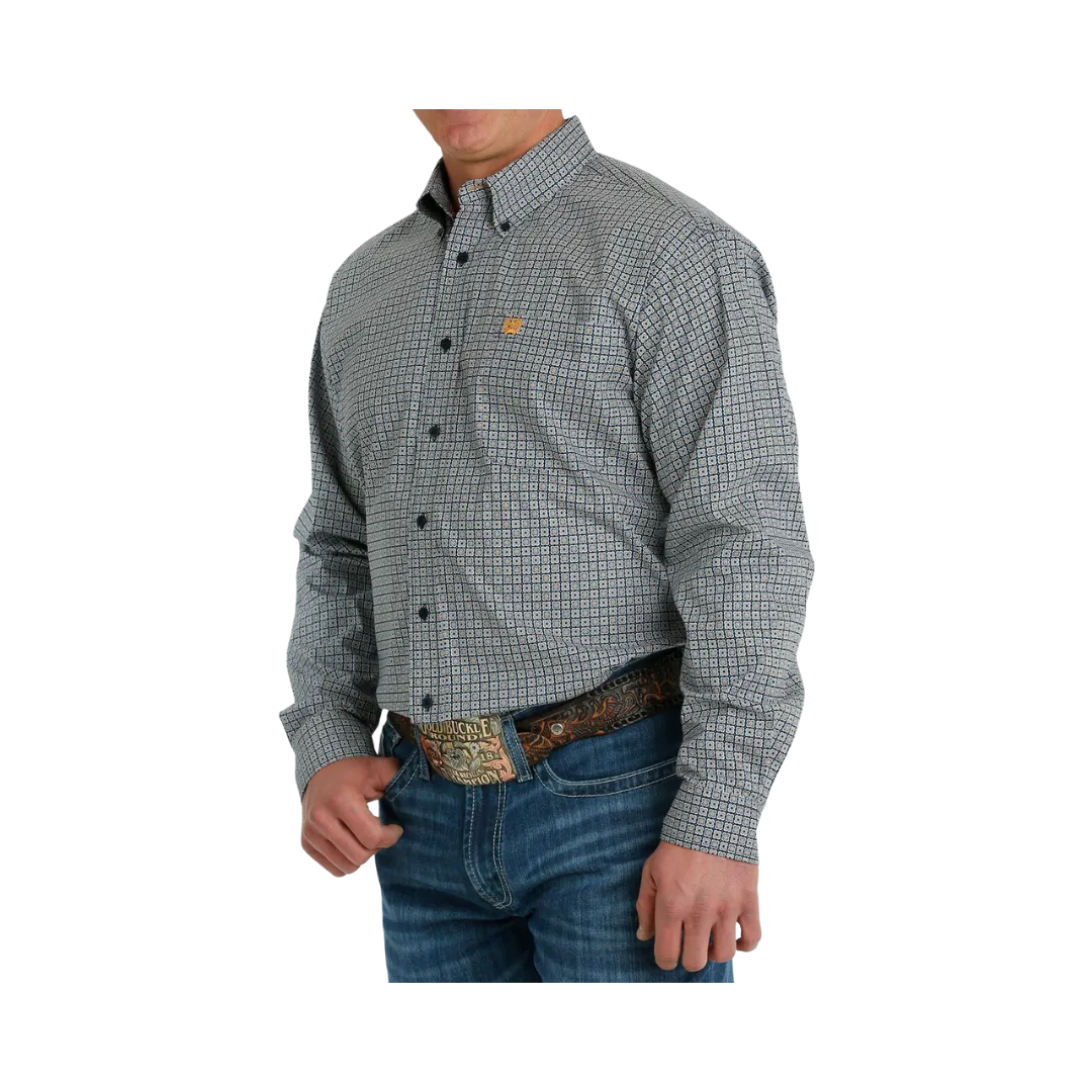 Cinch Men's Navy Stretch Geometric Print Shirt