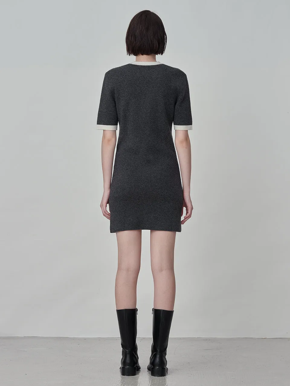 Color Block Shortsleeve Dress_Graphite