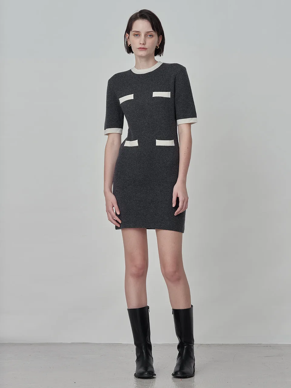 Color Block Shortsleeve Dress_Graphite
