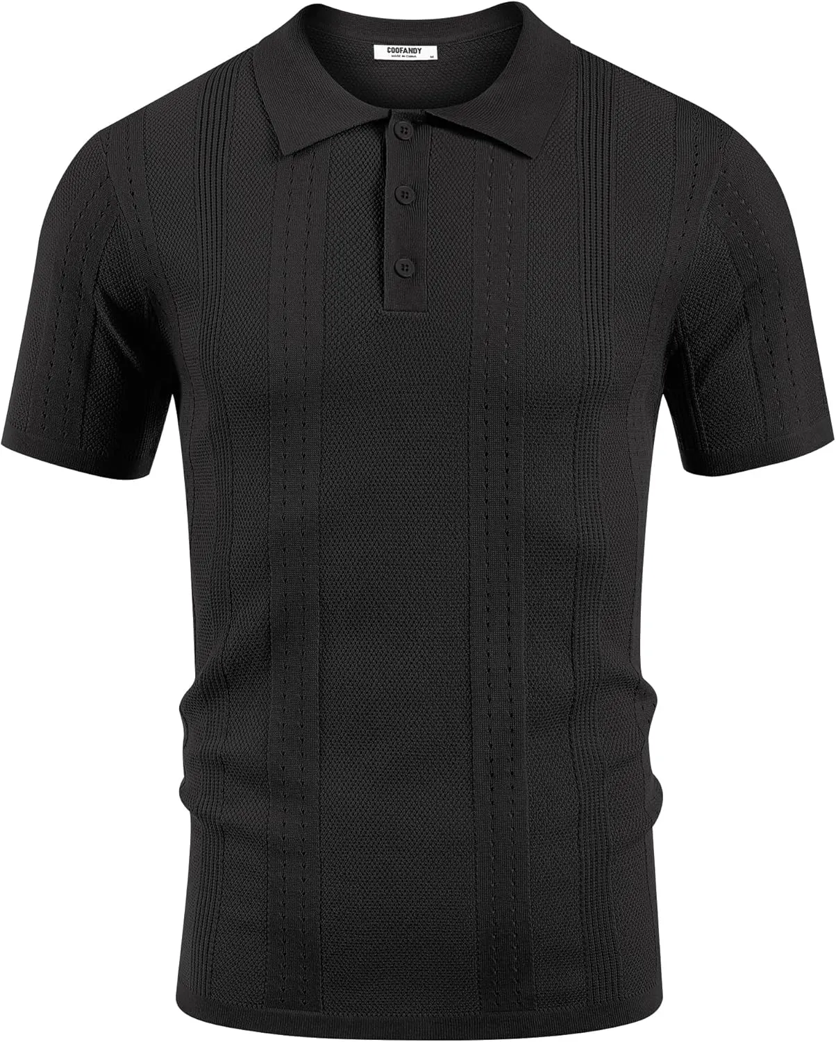 COOFANDY Mens Knit Polo Shirts Short Sleeve Collared Golf Shirt Hollow Out Textured T-Shirt Summer Fashion Tops