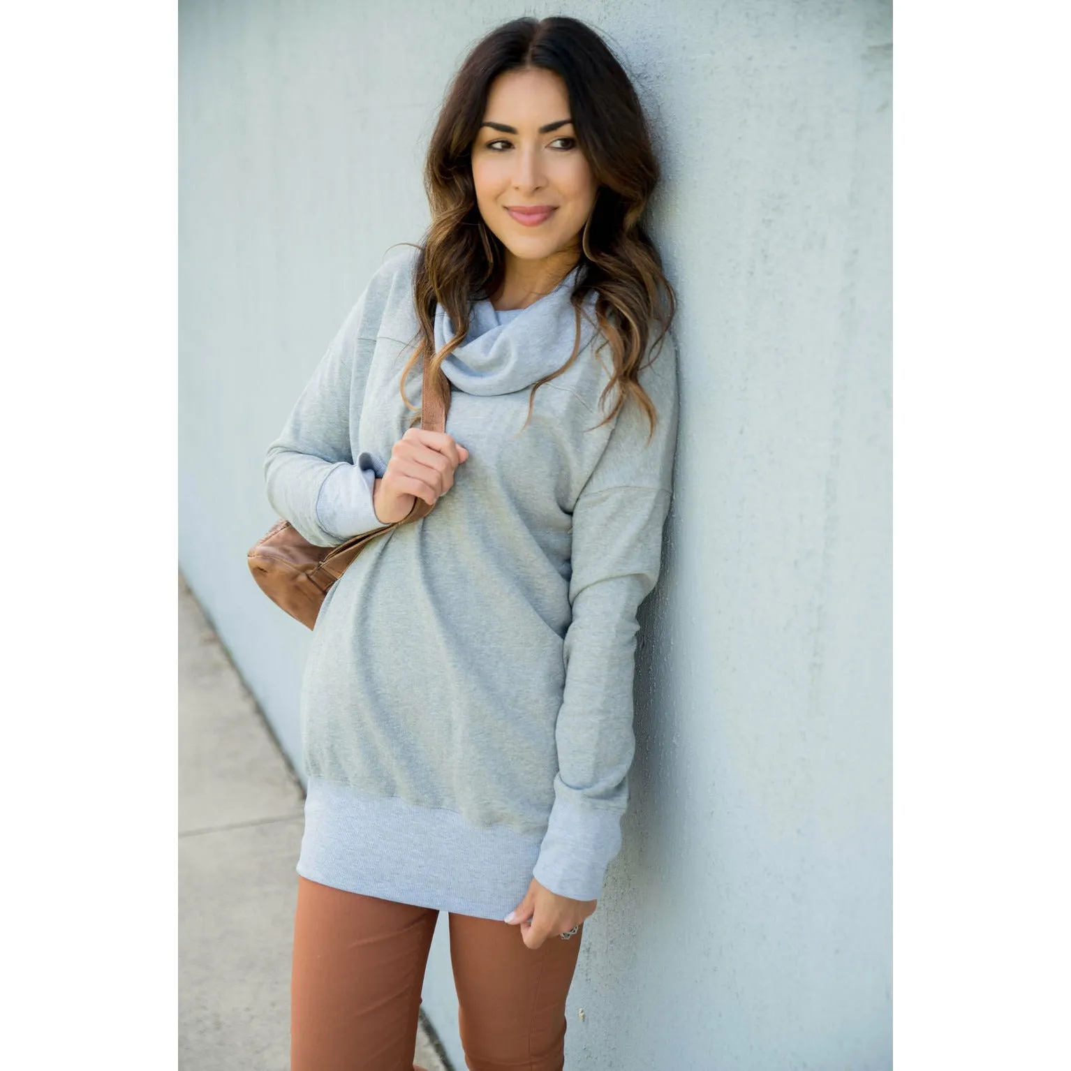 Cuffed Cowl Neck Tunic