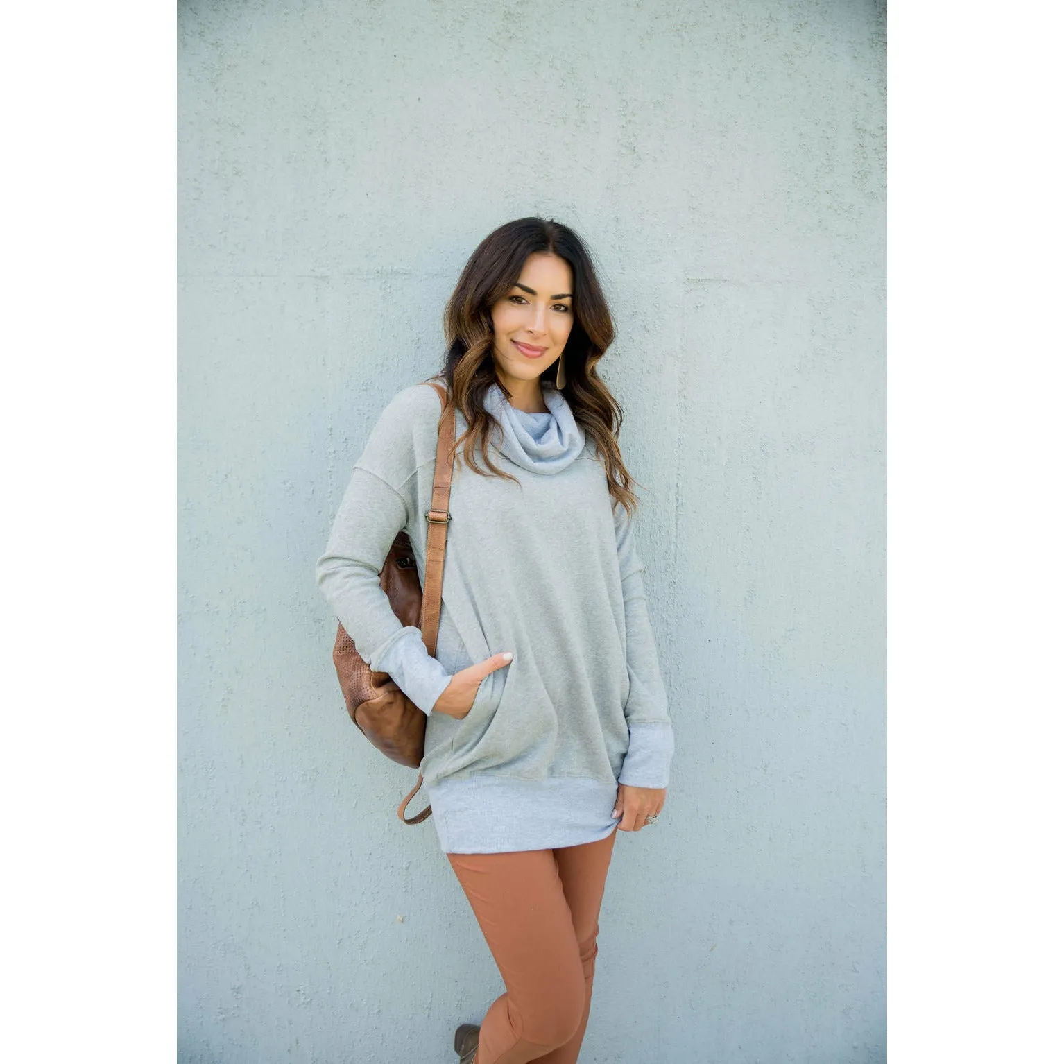 Cuffed Cowl Neck Tunic