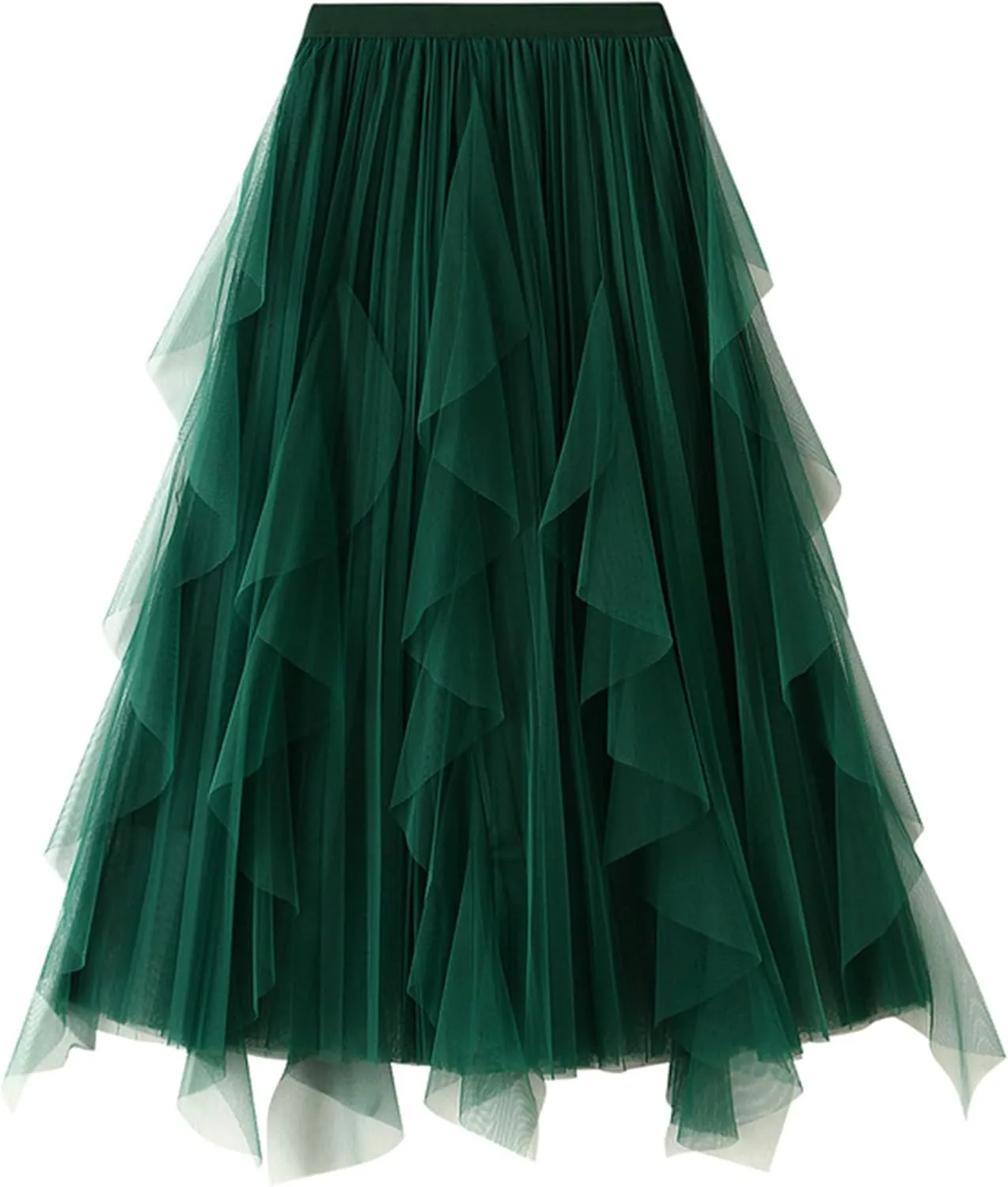 Dirholl Women's A-Line Fairy Elastic Waist Polyester Spandex Midi Skirt