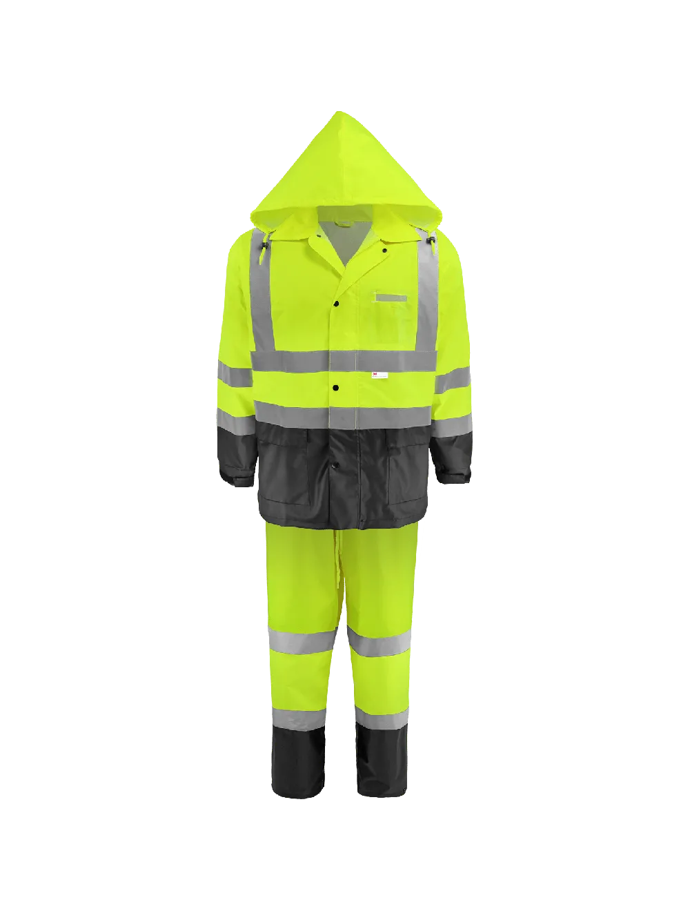 Global Glove & Safety FrogWear® HV High-Visibility Yellow/Green Two-Piece Rain Suit Polyurethane Coated 150D Oxford Polyester - GLO-1590