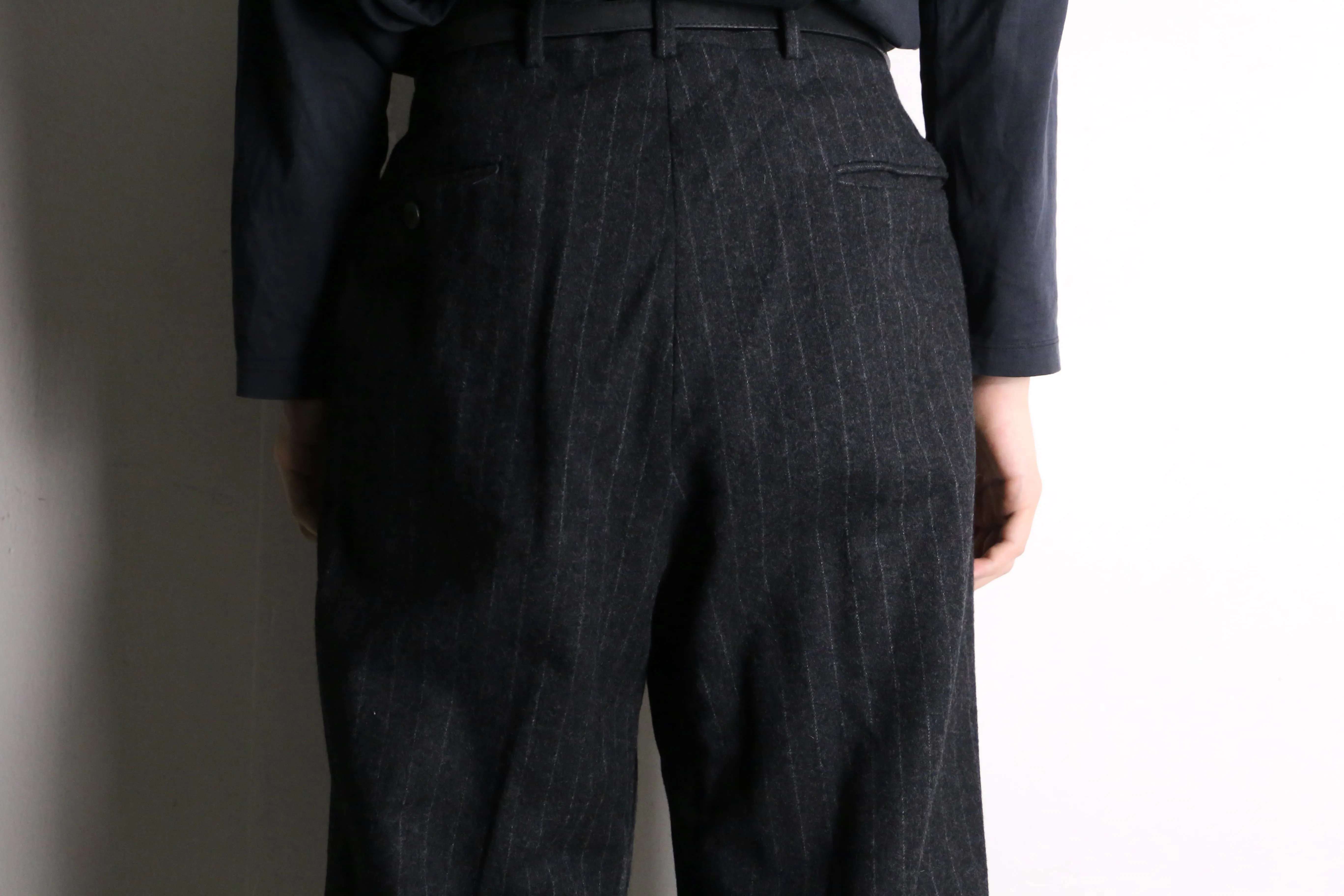 gray pinstripe wool slacks