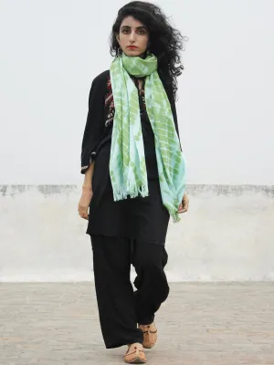 Green Ivory Cashmere Semi Pashmina Woolen Tie & Dye Stole - S6317188