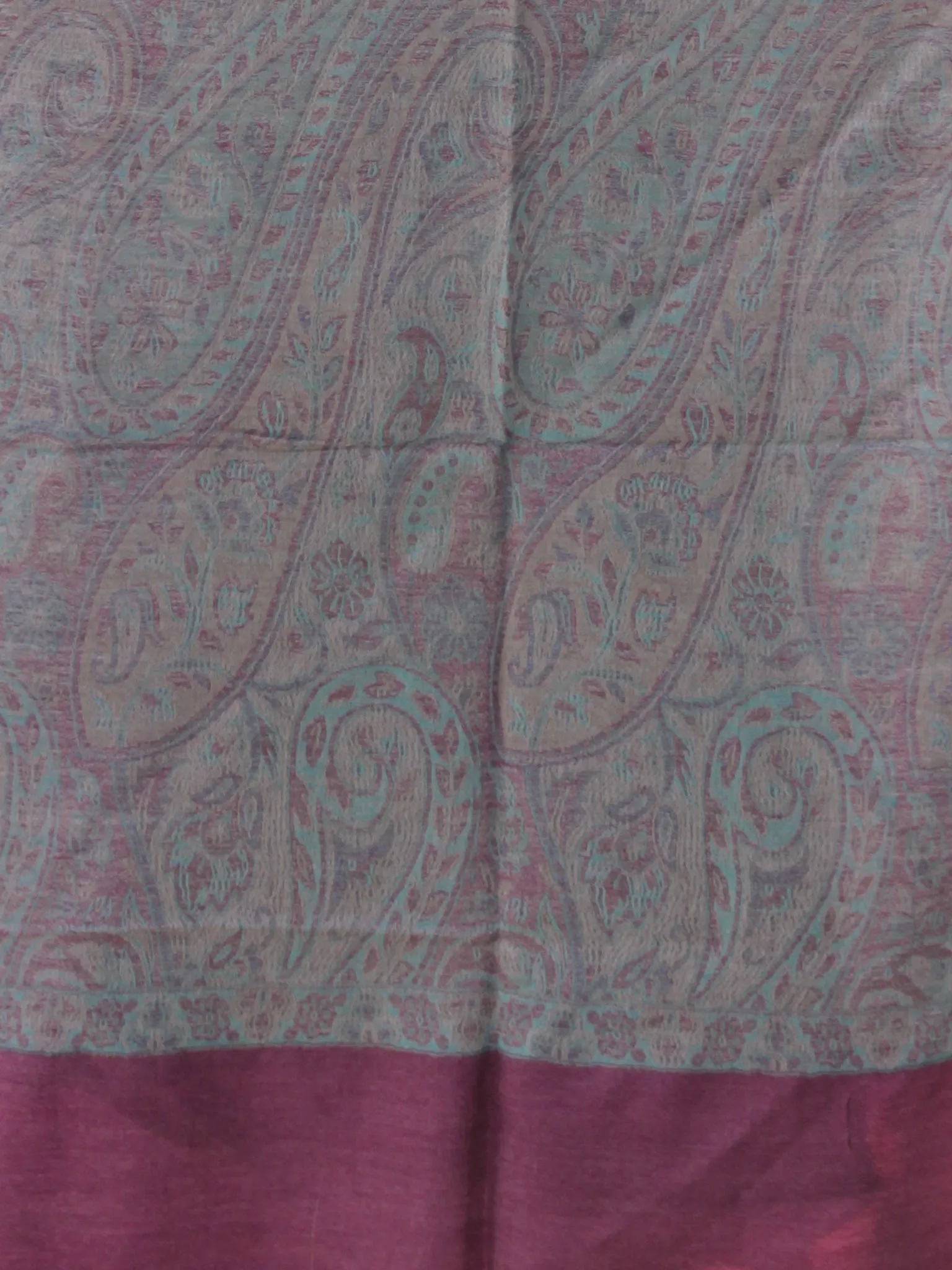 Grey Pink Sky Blue Pure Cashmere Wool Jamavar Stole  - S200579