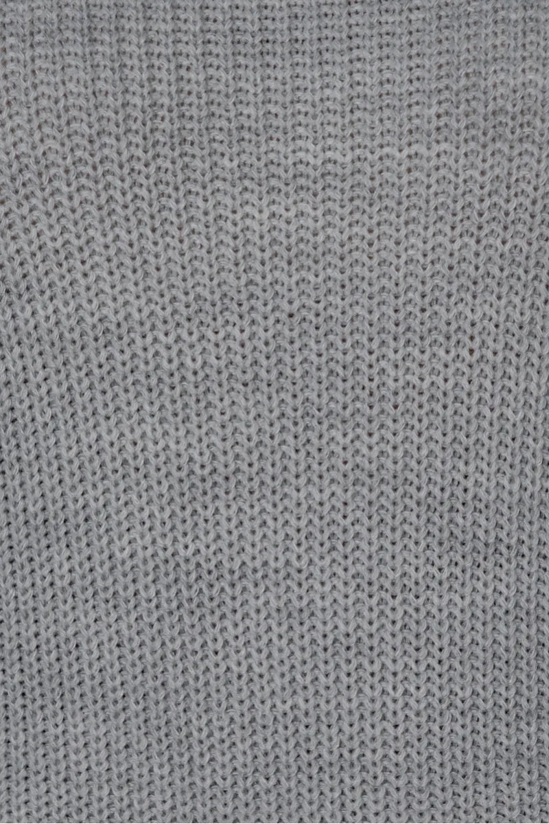Grey Roll Neck Knitted Mini Dress
