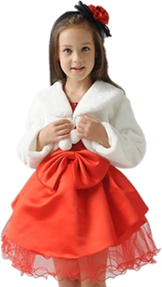 Ivory Faux Fur Flower Girl Bolero Shrug Accessories Princess Cape